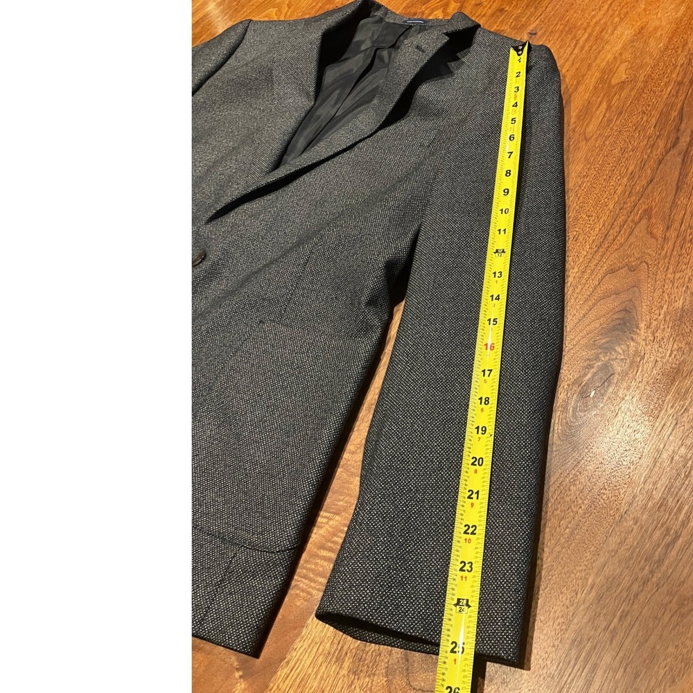 Stafford Mens 48R Grey Micro Pattern Blazer Sport Coat Brown Elbow Patches - Picture 9 of 12